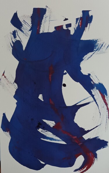 Ζωγραφική με τίτλο "calligraphie bleue" από Nizard Dominique, Αυθεντικά έργα τέχνης, Ακρυλικό