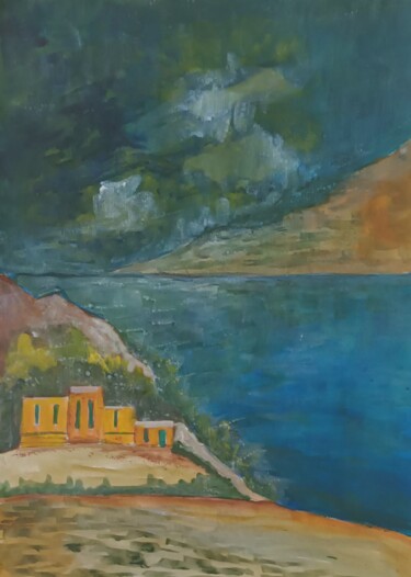 Pintura intitulada "la mer 13" por Nizard Dominique, Obras de arte originais, Aquarela