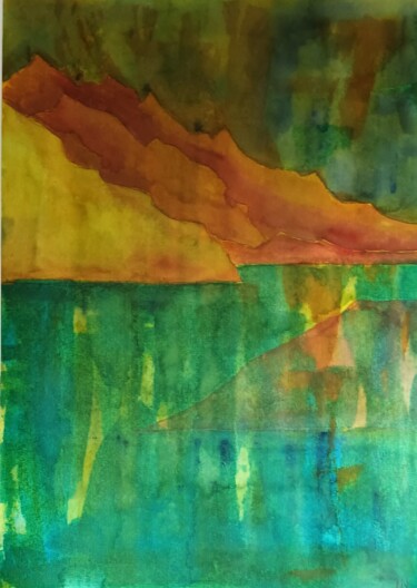 Painting titled "transparence 19" by Nizard Dominique, Original Artwork, Watercolor