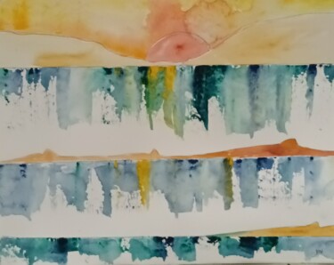 Painting titled "mer 20" by Nizard Dominique, Original Artwork, Watercolor
