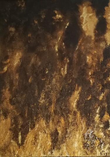 Painting titled "Brasier d'or" by Fred Saruggia, Original Artwork, Acrylic
