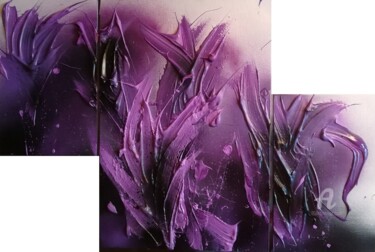Peinture intitulée "Purple flowers" par Fred Saruggia, Œuvre d'art originale, Acrylique