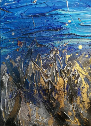 Malerei mit dem Titel "Mouvement 2" von Fred Saruggia, Original-Kunstwerk, Acryl