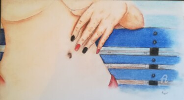 Dessin intitulée "Main posée négligem…" par Fred Saruggia, Œuvre d'art originale, Pastel