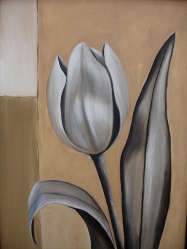Pintura intitulada "tulipa prateada" por Njacques, Obras de arte originais