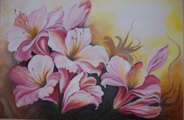 Pintura intitulada "flores" por Njacques, Obras de arte originais