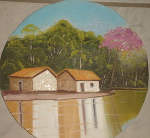 Pintura intitulada "casinha do rio" por Njacques, Obras de arte originais