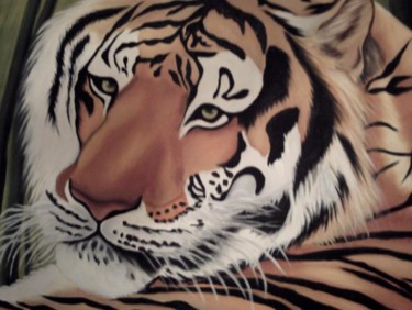 Pintura intitulada "tigre" por Njacques, Obras de arte originais, Óleo