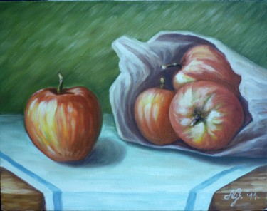 Painting titled "apples" by Njegos Arnaut, Original Artwork, Oil