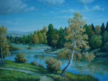Painting titled "autumn landscape" by Njegos Arnaut, Original Artwork, Oil