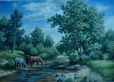 Painting titled "summer" by Njegos Arnaut, Original Artwork, Oil