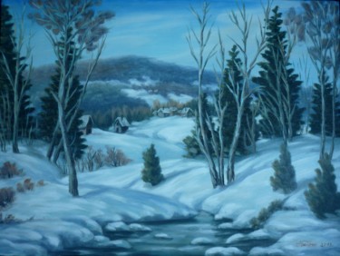 Painting titled "winter" by Njegos Arnaut, Original Artwork, Oil