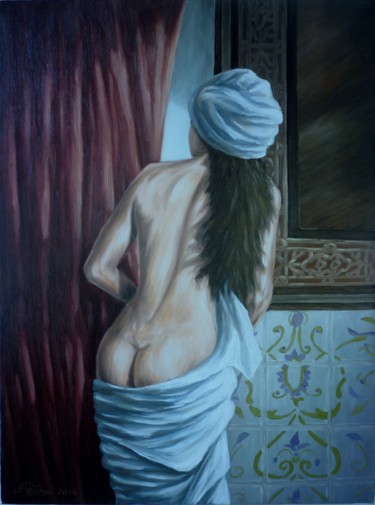 Painting titled "after the bath" by Njegos Arnaut, Original Artwork, Oil