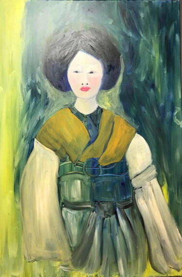 Painting titled "Geisha Samurai" by Njoy, Original Artwork, Oil