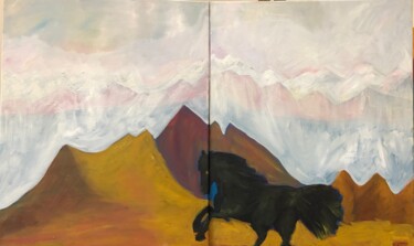 Painting titled "Ice Mountains" by Njoy, Original Artwork, Oil