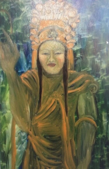 Malerei mit dem Titel "Kuan Yin" von Njoy, Original-Kunstwerk, Öl
