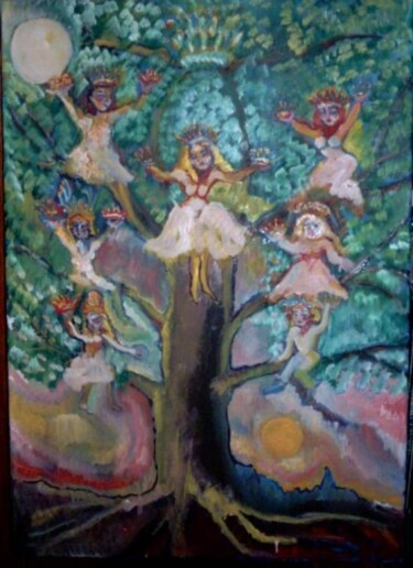 Painting titled "THE TREE OF LIFE SE…" by Njoy, Original Artwork, Oil