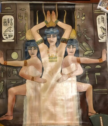 Schilderij getiteld "Goddess Hathor in t…" door Njoy, Origineel Kunstwerk, Olie