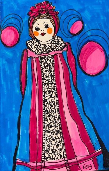 Disegno intitolato "Bubblegum Girl" da Njoy, Opera d'arte originale, Olio