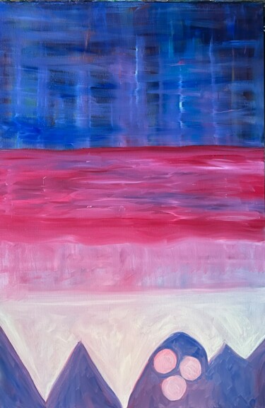 Картина под названием "The Red Sea or Pink…" - Njoy, Подлинное произведение искусства, Масло Установлен на Деревянная рама д…