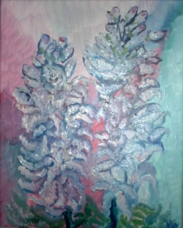 Painting titled "TUBEREUSE PARFUMEE" by Njoy, Original Artwork, Oil