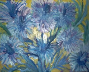 Peinture intitulée "Chardon bleu des Al…" par Njoy, Œuvre d'art originale, Huile