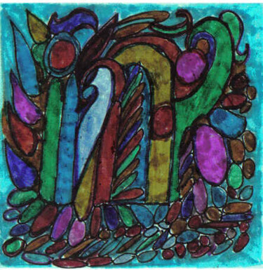 Zeichnungen mit dem Titel "Turquoise in the fo…" von Njoy, Original-Kunstwerk, Andere