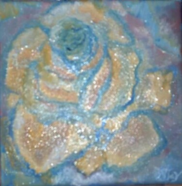 Painting titled "Rose Bleu" by Njoy, Original Artwork, Oil