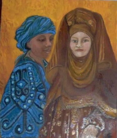 Peinture intitulée "Femme Turkmène" par Njoy, Œuvre d'art originale, Huile