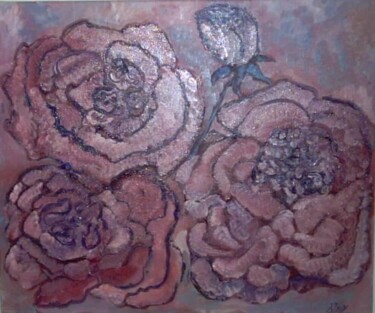 Peinture intitulée "Roses Anciennes" par Njoy, Œuvre d'art originale, Huile