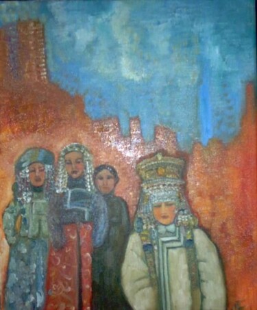 Malerei mit dem Titel "Famille du prince d…" von Njoy, Original-Kunstwerk, Öl