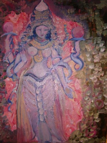 Картина под названием "Lakshmi Goddess of…" - Njoy, Подлинное произведение искусства, Масло