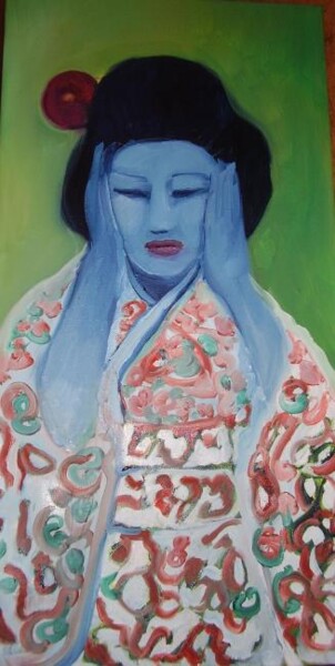 Painting titled "BLUE GEISHA" by Njoy, Original Artwork, Oil