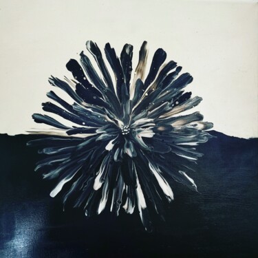 Schilderij getiteld "Flower #blackandwhi…" door Njscreative, Origineel Kunstwerk, Acryl Gemonteerd op Frame voor houten bran…