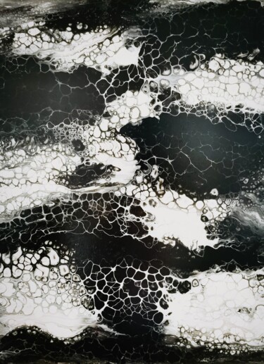 Картина под названием "Rivers black and wh…" - Njscreative, Подлинное произведение искусства, Акрил Установлен на Деревянная…