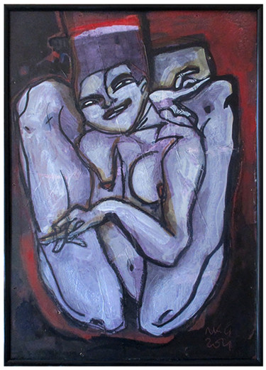Картина под названием "La rosette, ou tu v…" - Valérie Nkogo Ndong, Подлинное произведение искусства, Коллажи