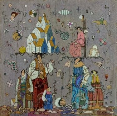 Картина под названием "My house" - Igor Tapilin, Подлинное произведение искусства, Масло Установлен на Деревянная рама для н…