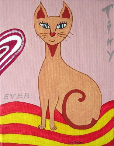 Peinture intitulée "Melle Tiny Chat" par Nathyse, Œuvre d'art originale, Acrylique
