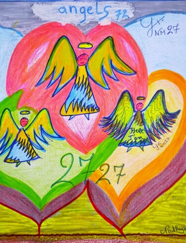Dibujo titulada "Angels La Trinité" por Nathyse, Obra de arte original, Lápiz