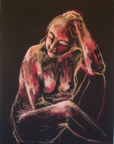 Zeichnungen mit dem Titel "Nude on black backg…" von N.M.Mathieu, Original-Kunstwerk, Andere