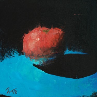 Painting titled "Queen Tomato" by Nathalie Newman, Original Artwork, Oil Mounted on Cardboard