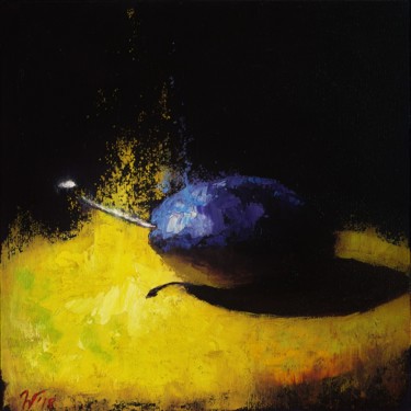 Queen Plum Painting titled "Queen Plum" by Nathalie Newman, Original Art, Oil Mounted on Cardboard