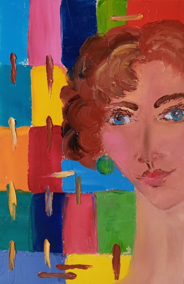 Pittura intitolato ",,portrait de femme"" da Nina Napkhaniuk, Opera d'arte originale, Olio