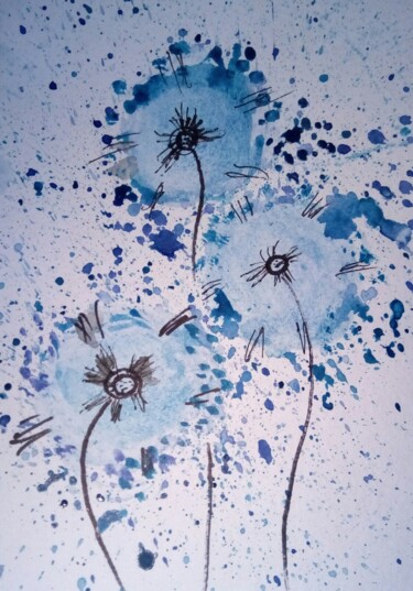 Dessin intitulée ",,pissenlits"" par Nina Napkhaniuk, Œuvre d'art originale, Aquarelle