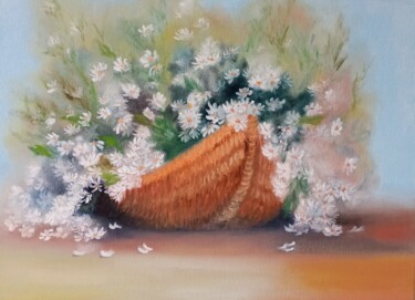 Painting titled "camomille" by Nina Napkhaniuk, Original Artwork, Oil