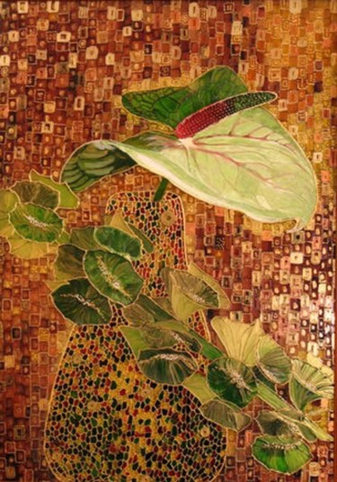 Painting titled "Anthurium" by Nell Amelkova, Original Artwork, Oil