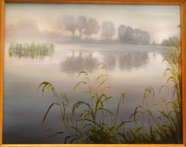 Painting titled "Smoke on the water" by Nell Amelkova, Original Artwork, Oil