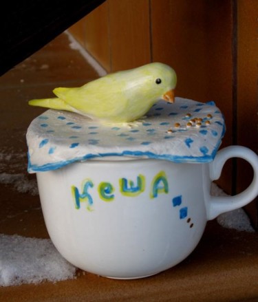 Sculpture titled "Canary (cup)" by Nell Amelkova, Original Artwork, Ceramics