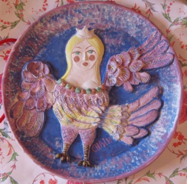 Sculpture titled "Siren (plate)" by Nell Amelkova, Original Artwork, Ceramics