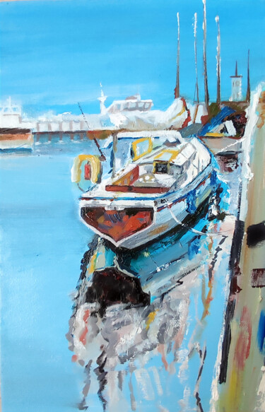 Peinture intitulée "Boat" par Natalia Nozdrina, Œuvre d'art originale, Huile Monté sur Châssis en bois